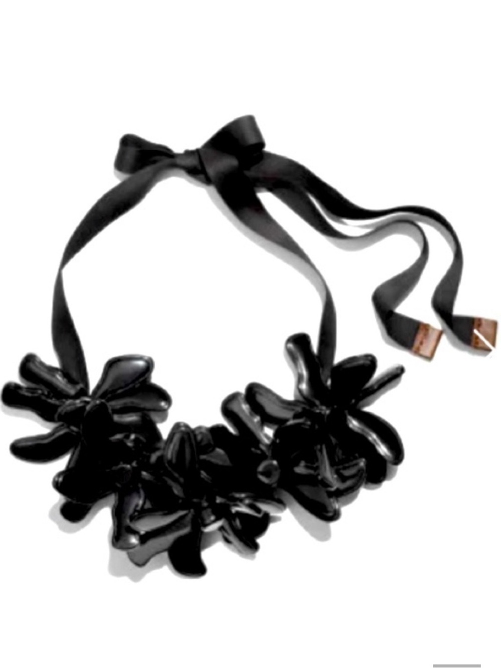 Marni Black Floral Ribbon Necklace